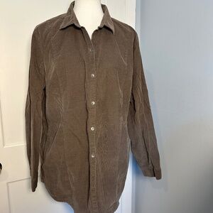J Jill Brown Corduroy button down shirt/shacket | Size XL | w/pockets